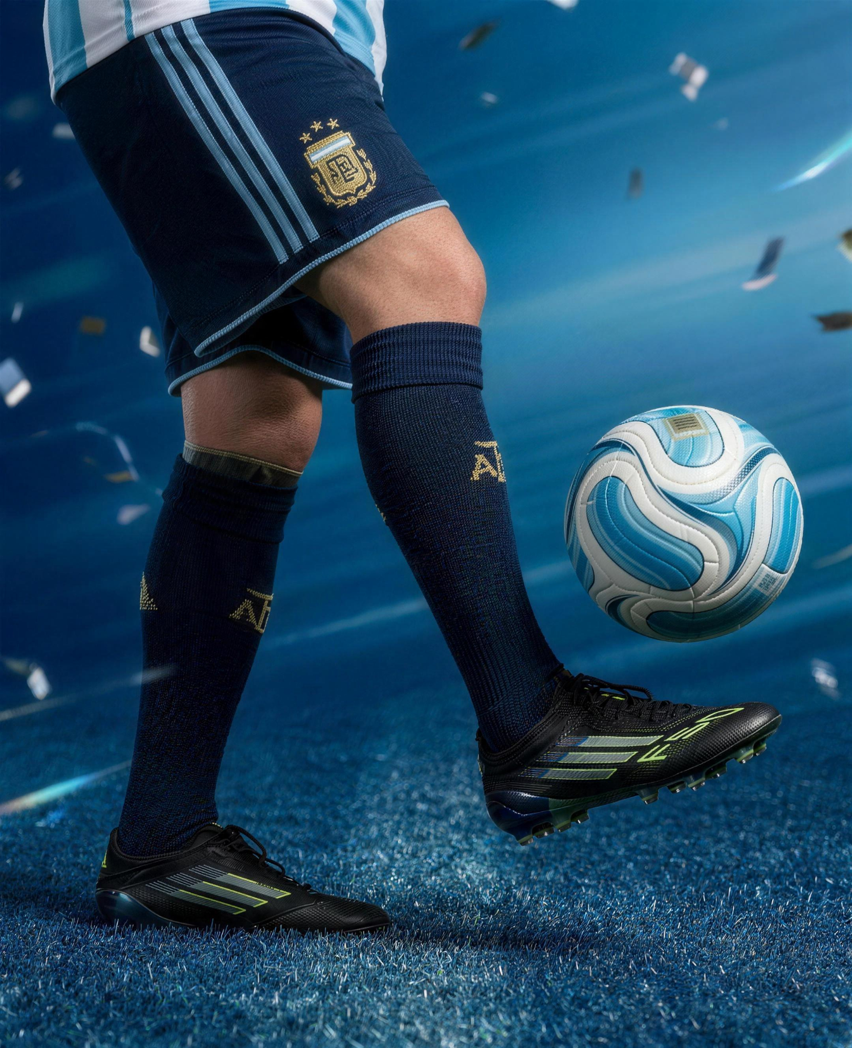 Messi × adidas — AI Super Intelligence Concept — Performance product detail / football frame